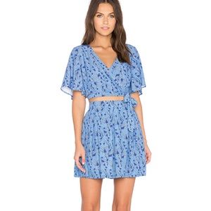 Jack by BB Dakota Blue Pleated Floral Skirt